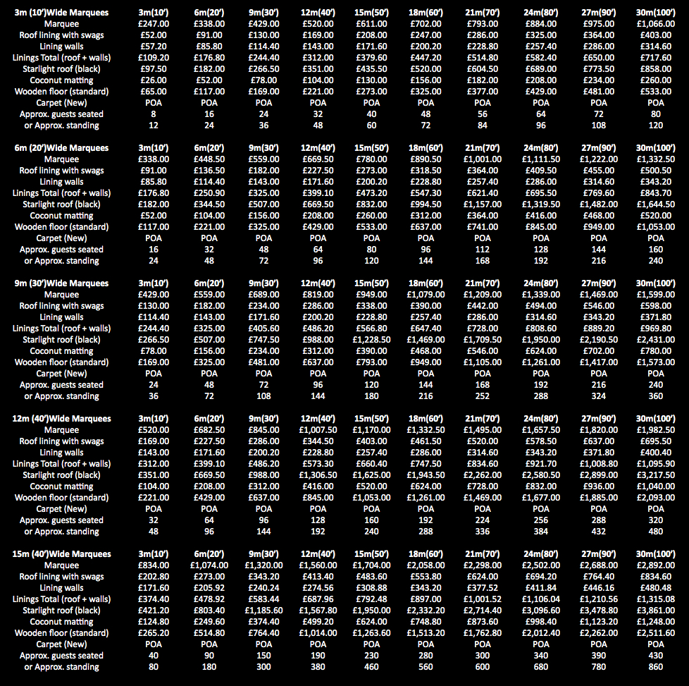 RJCC Events Marquee Hire Prices Oxford RJCC Events Marquee Hire Prices Oxford